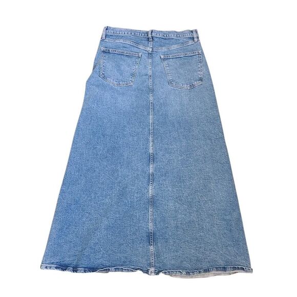 GAP Denim Maxi Skirt Medium Wash Womens Blue Jean Front Slip Long Skirt | 10 EUC - Picture 4 of 11